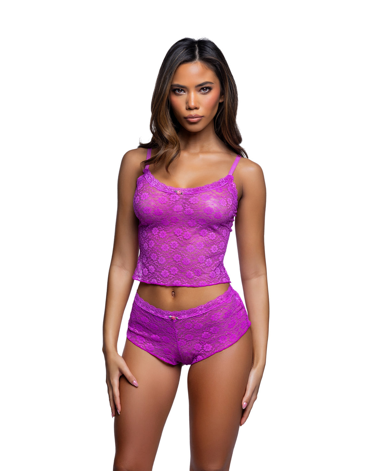 Infinite Lace Cami Set Fuchsia