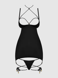 House of Desire Iryna Silky Micro & Rope Open Back Chemise Set