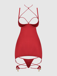 House of Desire Iryna Silky Micro & Rope Open Back Chemise Set