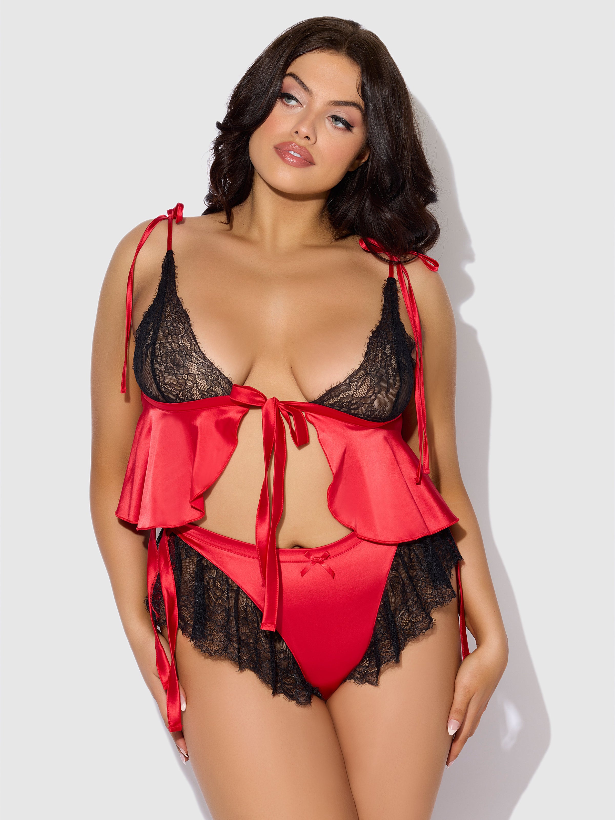 House of Desire Jocelyn Drop-Off Cami & Shortie Sleep Set Red