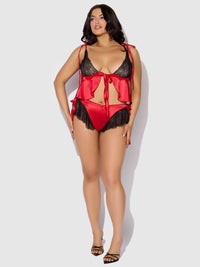 House of Desire Jocelyn Drop-Off Cami & Shortie Sleep Set Red
