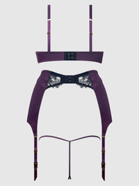 House of Desire Jocelyn Lace & Satin Demi Bra Half Skirt & G-String Bra Set