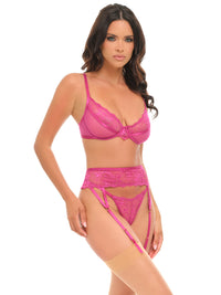 Oh la la Cheri Julia Lace & Mesh Gartered Bra Set