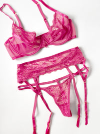 Oh la la Cheri Julia Lace & Mesh Gartered Bra Set