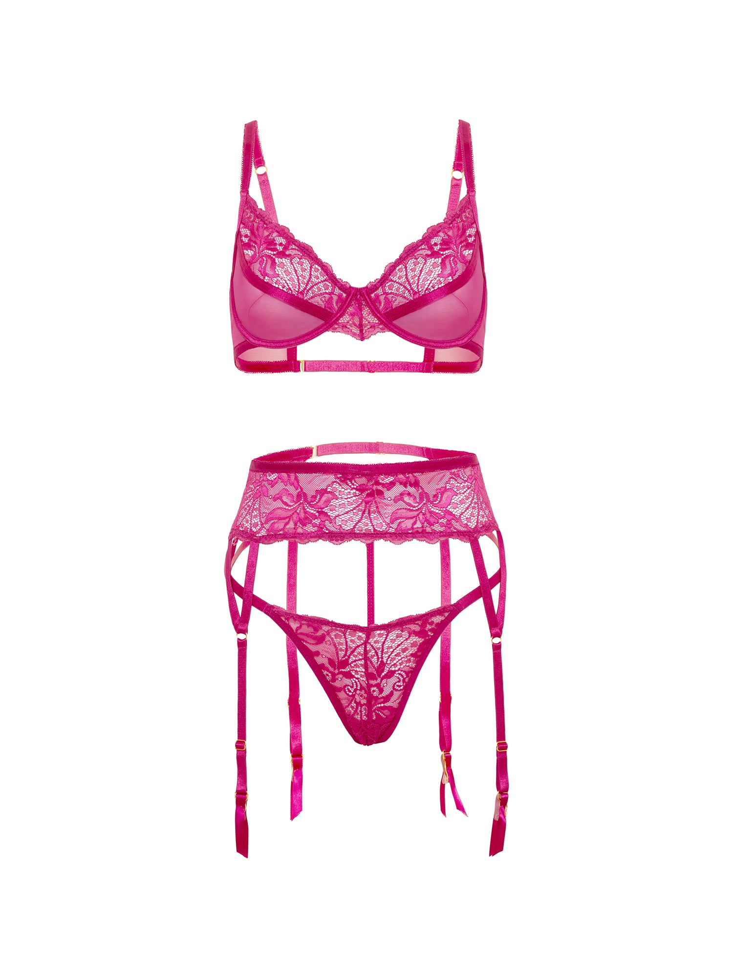 Oh la la Cheri Julia Lace & Mesh Gartered Bra Set