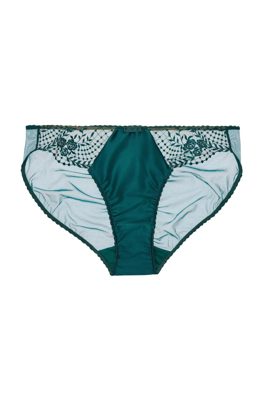 Dita Von Teese Julie's Roses Satin Bikini Panty Deep Teal