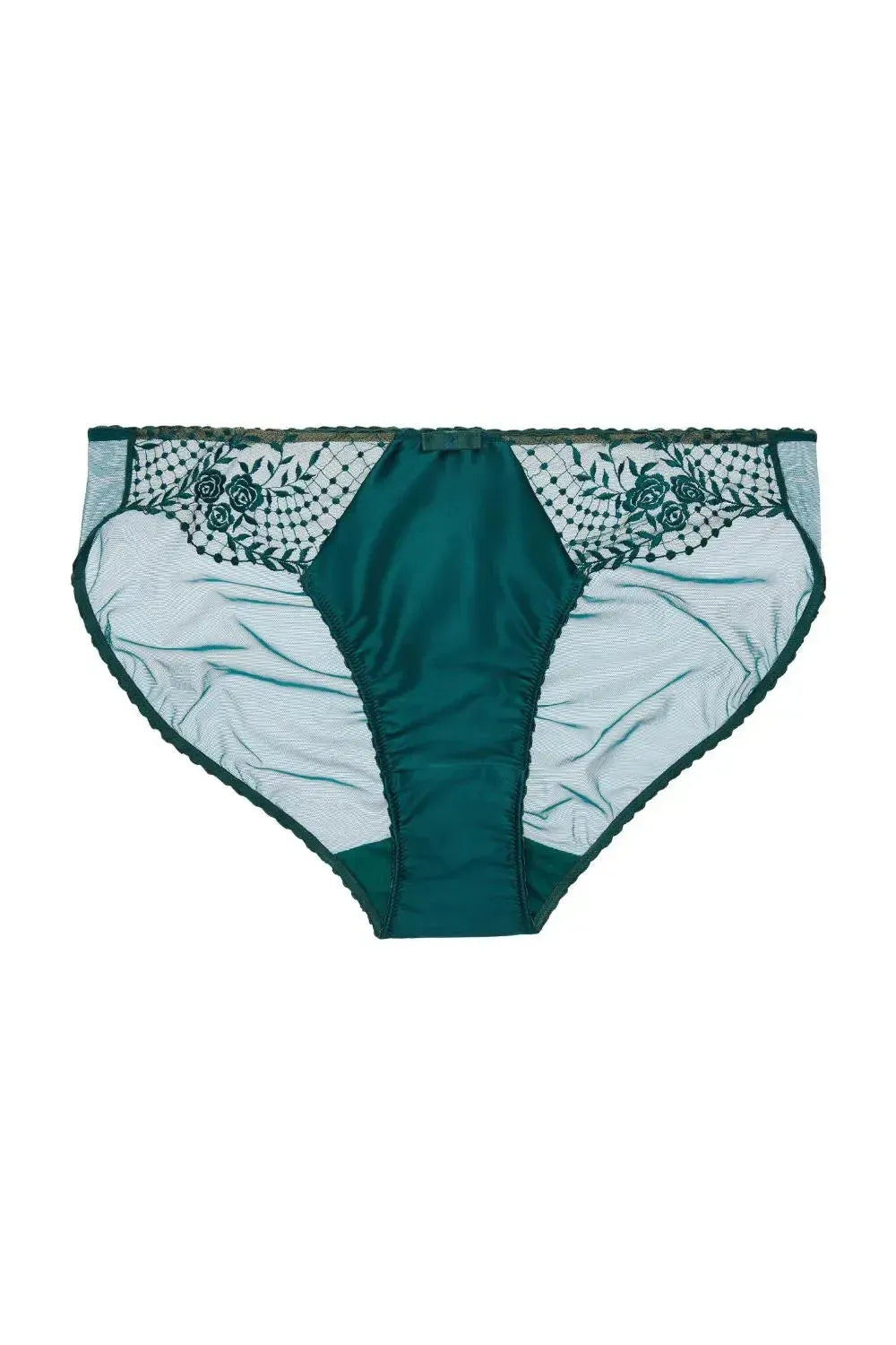 Dita Von Teese Julie's Roses Satin Bikini Panty Deep Teal