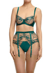 Dita Von Teese Julie's Roses Satin Bikini Panty Deep Teal