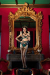 Dita Von Teese Julie's Roses Satin Bikini Panty Deep Teal