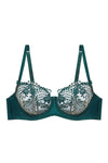Dita Von Teese Julie's Roses Sheer Mesh Unlined Bra Deep Teal