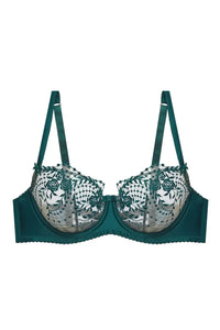 Dita Von Teese Julie's Roses Sheer Mesh Unlined Bra Deep Teal