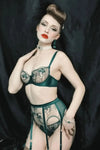 Dita Von Teese Julie's Roses Sheer Mesh Unlined Bra Deep Teal