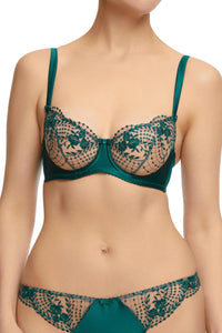 Dita Von Teese Julie's Roses Sheer Mesh Unlined Bra Deep Teal