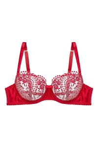 Dita Von Teese Julie's Roses Sheer Mesh Unlined Bra Roses Red