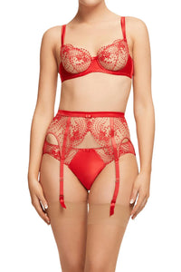 Dita Von Teese Julie's Roses Sheer Mesh Unlined Bra Roses Red