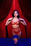 Dita Von Teese Julie's Roses Sheer Mesh Unlined Bra Roses Red