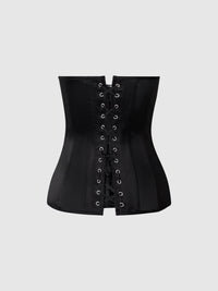 House of Desire Juliet Satin Full Boning Scoop Neck Corset Black