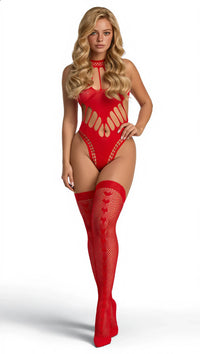 BeWicked Karla Bodysuit Set Hearts with Thigh Highs