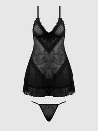 House of Desire Kiki Lace Babydoll Set Black