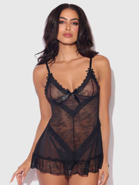House of Desire Kiki Lace Babydoll Set Black