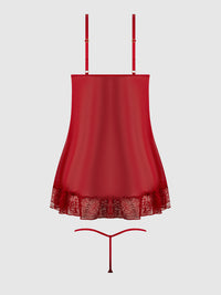 House of Desire Kiki Lace Babydoll Set Crimson Red