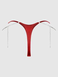 House of Desire Krystal Rhinestone & Side Slider Thong Red