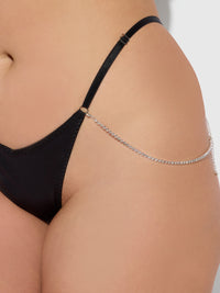 House of Desire Krystal Rhinestone & Slider Thong Black