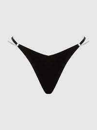 House of Desire Krystal Rhinestone & Slider Thong Black