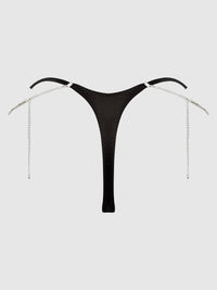 House of Desire Krystal Rhinestone & Slider Thong Black