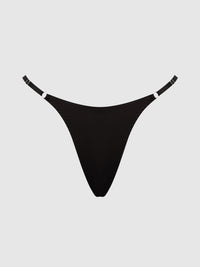 House of Desire Krystal Satin G-String Rhinestone Fringes On Back Black
