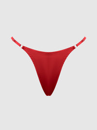 House of Desire Krystal Satin G-String Rhinestone Fringes On Back Red