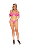 Elegant Moments Leather Cut Out Thong Chain Studs Pink