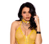 Elegant Moments Leather Choker Chain Detail Blue Pink Yellow Orange