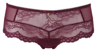 Limited Edition Lace Foil Hipster in stunning burgundy with a golden Gossard 'G' and bow.