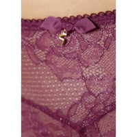 Stunning Lace Foil Thong Panty in purple with a delicate bow and golden Gossard 'G' signature detail.