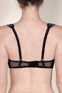 Lauren Bra Free Bridge with Tulle Straps, black, with wide, comfortable straps and net-like tulle.