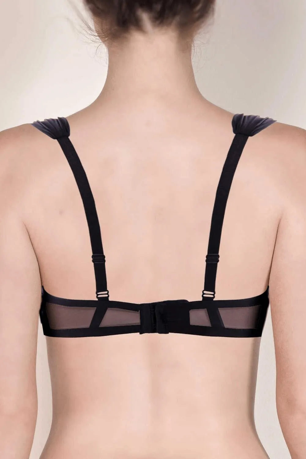 Lauren Bra Free Bridge with Tulle Straps, black, with wide, comfortable straps and net-like tulle.