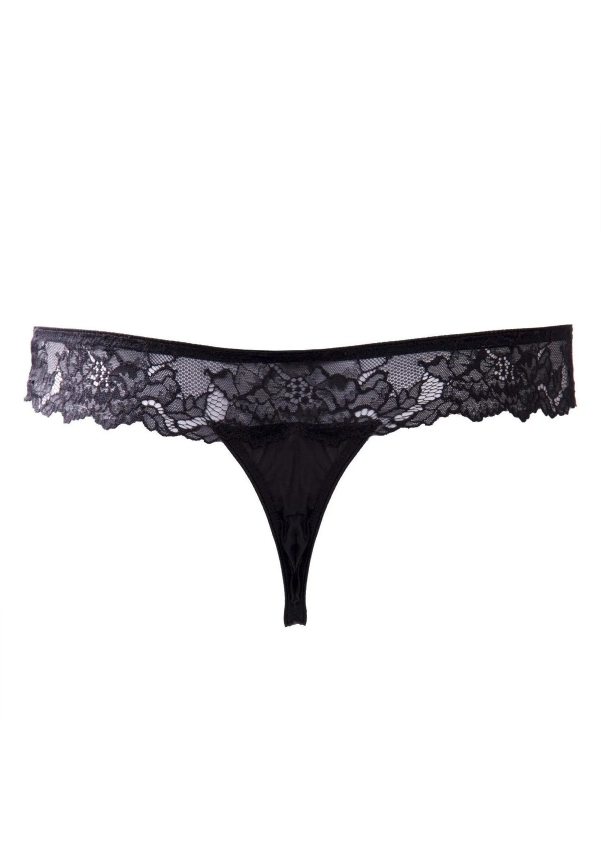 Lauren Cutout Thong Panty: Black luxurious lace thong with exquisite floral details.