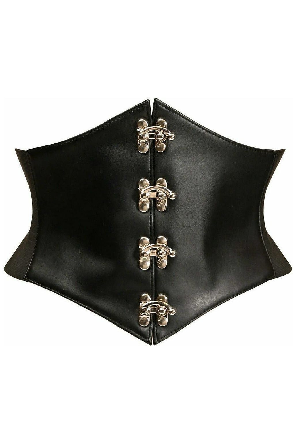 Lavish Black Faux Leather Corset Belt Cincher w/Clasps LV-1469