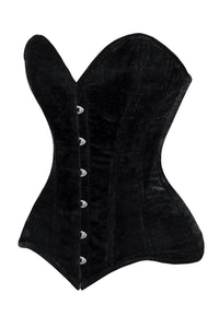 Lavish Black Velvet Overbust Corset Sweetheart Neckline Busk Closure