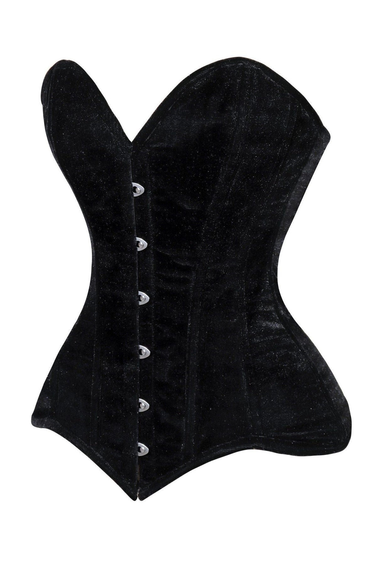Lavish Black Velvet Overbust Corset Sweetheart Neckline Busk Closure