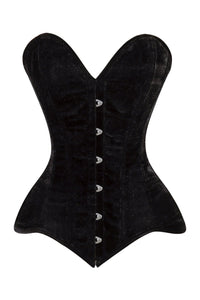 Lavish Black Velvet Overbust Corset Sweetheart Neckline Busk Closure