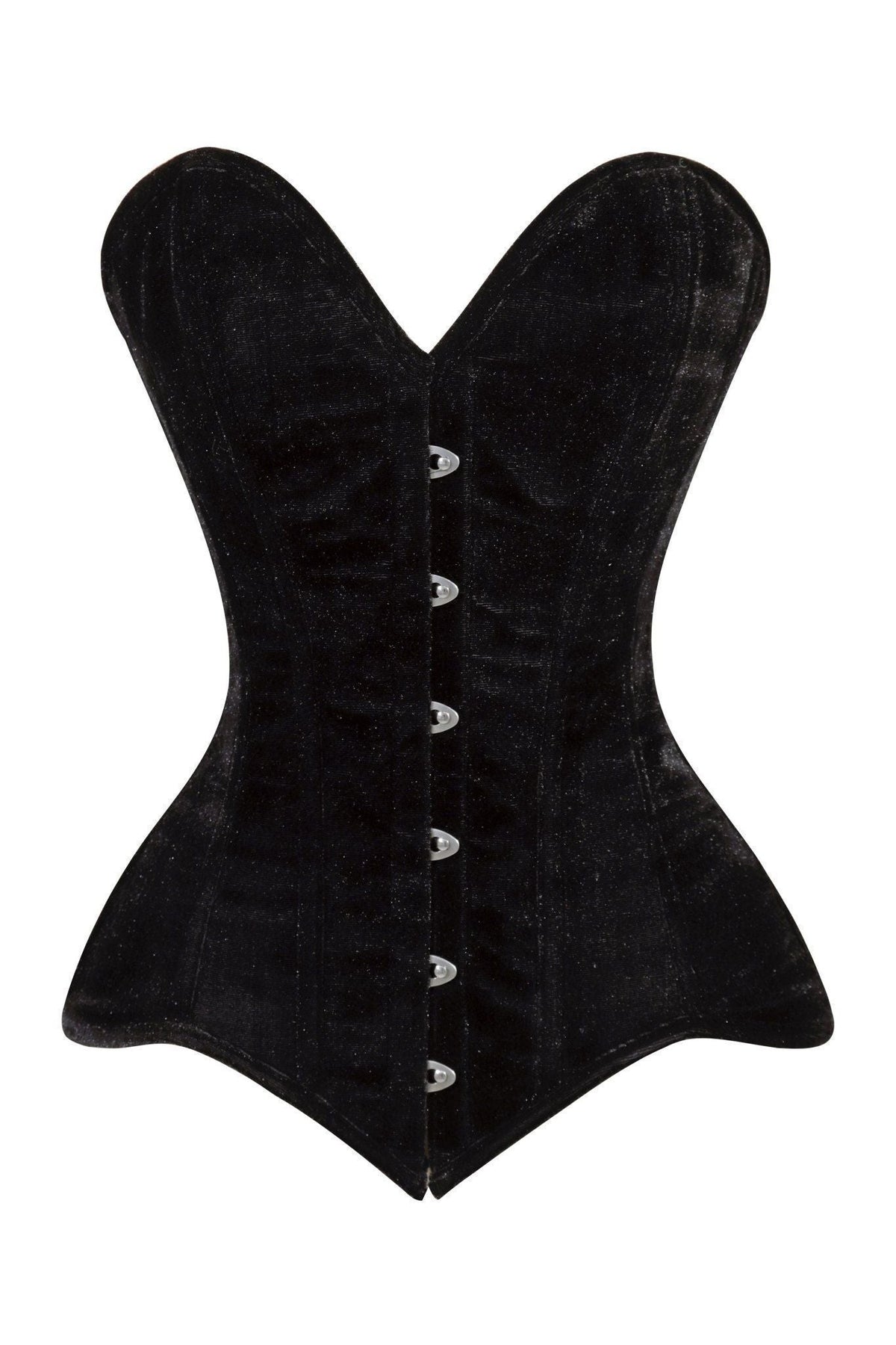 Lavish Black Velvet Overbust Corset Sweetheart Neckline Busk Closure