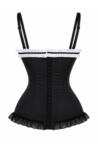 Lavish Wonderland Tea Party Corset – Black & White Lace-Up Bustier for Halloween