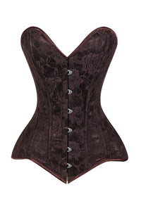 Lavish Dark Brown Lace Overbust Corset Sweetheart Neckline Busk Closure