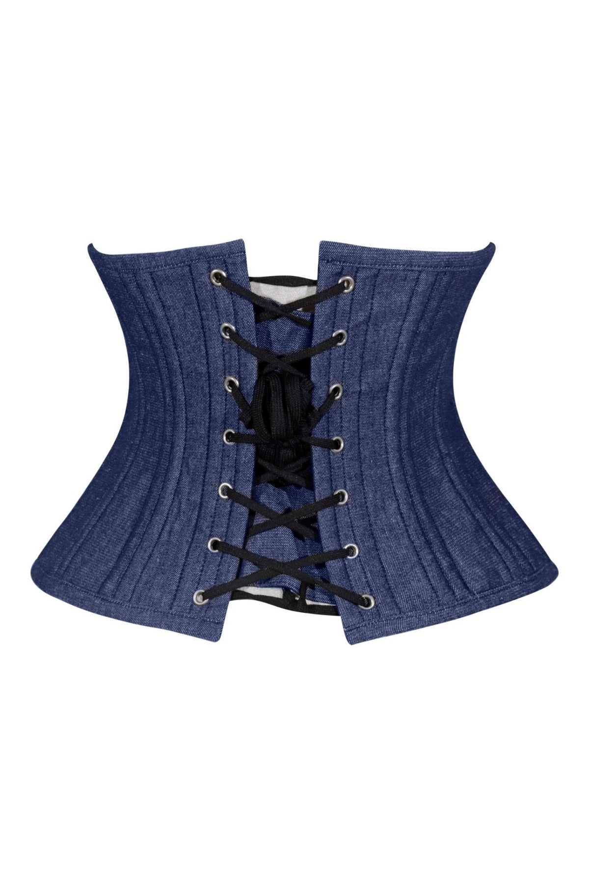 Lavish Dark Denim Mini Waist Cincher Underbust Corset Top