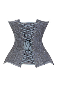 Lavish Dark Grey Lace Overbust Corset Sweetheart Neckline Busk Closure