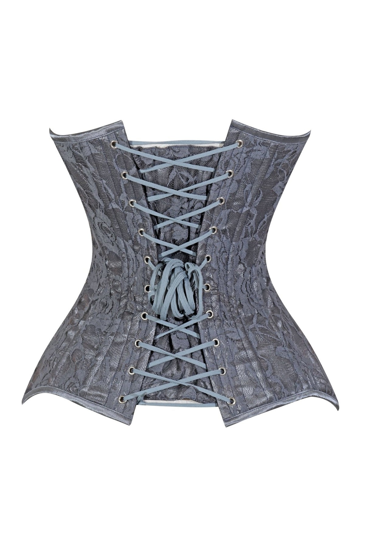 Lavish Dark Grey Lace Overbust Corset Sweetheart Neckline Busk Closure