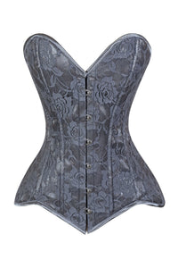 Lavish Dark Grey Lace Overbust Corset Sweetheart Neckline Busk Closure