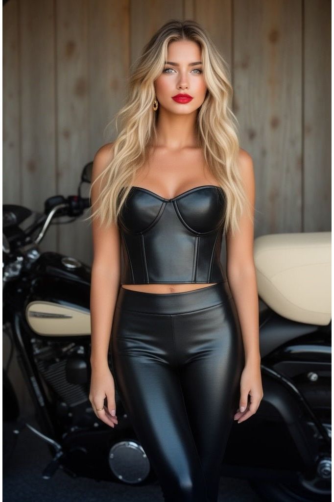 Lavish Faux Leather Underwire Bustier